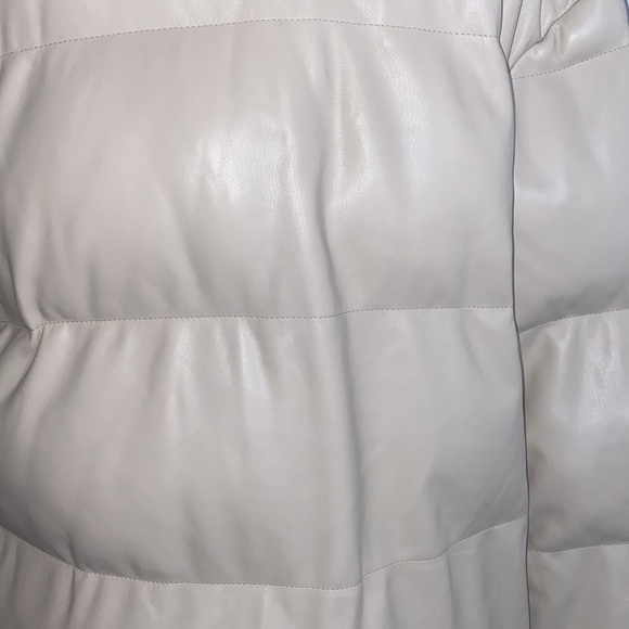 SOMETHING NAVY Faux Leather White Puffer Winter Coat Button Up Jacket-flawed - Picture 12 of 15